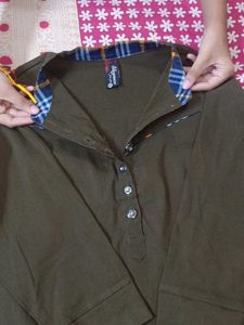 Olive Green Button-Down Shirt