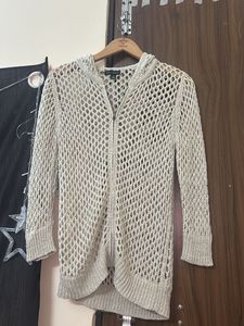 Crochet Knit Zip-Up Hoodie