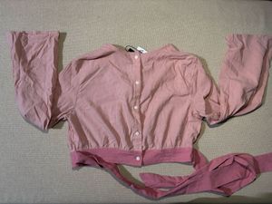 SHEIN Pink Wrap Tie Top