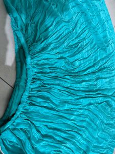 Teal Crinkle Skirt With Crop Top