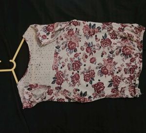 Floral Top with Eyelet Detail