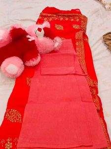 Red Embellished Saree
