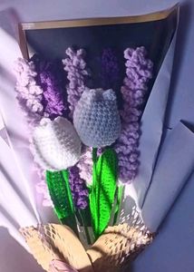Crochet Tulips And Lavender Flower Bouquet 💐