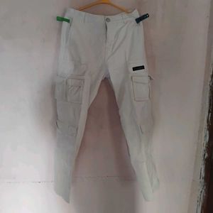 Men's White Cargo Pant (Size - Small)