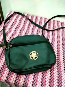 Black Leather Sling Bag