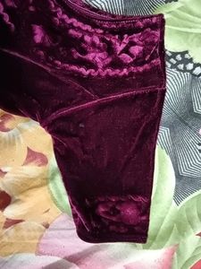 Dark Rose Colour Velvet Kurti