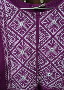 Dark Purple Colour Embroidery Kurta For Women