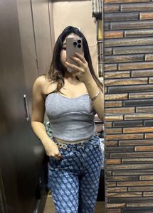 Gray Corset Top Padded Tube
