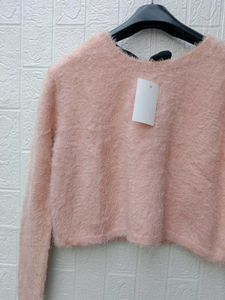 New With Tag Korean Fluffy Pink Knit Sweater
