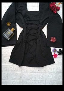 Black Dress with Bell Sleeves