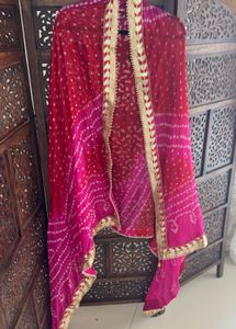 New Beautiful Silk Blend Bandhani Gota Dupatta