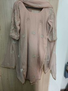 nude colour kurta and dupatta without bottom