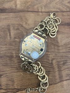 Vintage Swatch Watch with Gold Band (Not Working)
