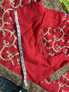 Dark peach embroidered saree