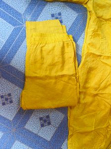 Yellow Colour Kurti With Palazzo And Dupatta