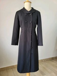 Elegant Black Trench Coat, Length 40 Inches