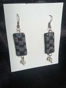 Handmade Geometric Pearl Drop Earrings