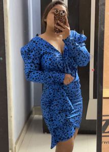 Blue Animal Print Mini Dress