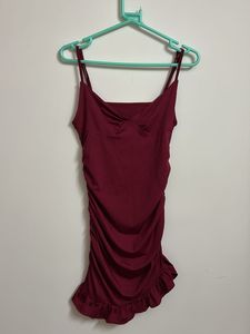 Burgundy Bodycon Mini Dress
