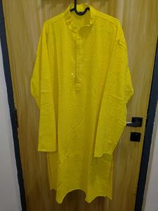 Yellow Party Wear Kurtha For Men  - Used Only Once