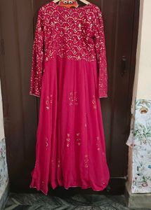 Rani Pink Embellished Anarkali Set