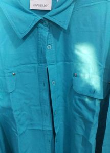 Blue Plus Size Full Sleeves Shirt