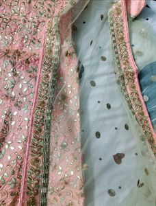 Peach Embroidered Lehenga Set