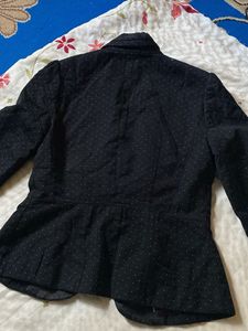 Jones Wear Black Polka Dot Blazer