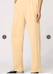 Beige Wide Leg Trousers