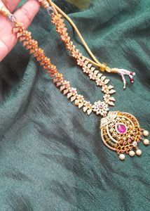Pure AD Stone Necklace Pink Green White Ston
