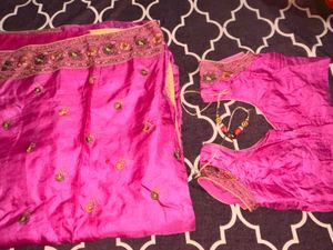 Elegant Pink Saree with Embroidery