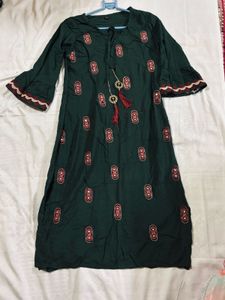 Green Embroidered Kurti