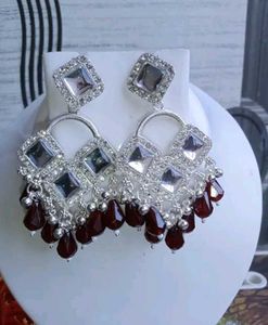Mirror design earrings