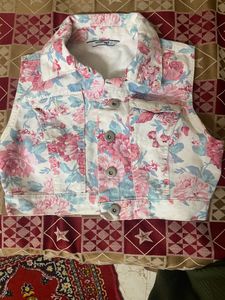 Floral Cropped Denim Jacket