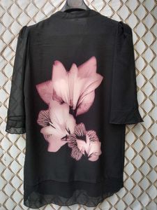 New With Tag Black Floral Cute Korean Top