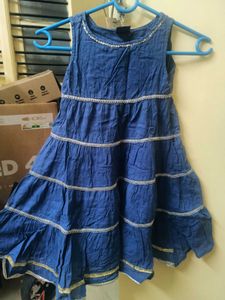 Girls' Tiered Blue Dress