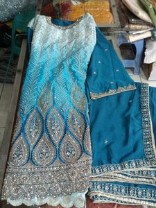 Teal Embroidered Kurta Set