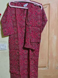 Red Printed Cord  Set