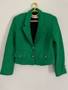 ZARA Green Tweed Blazer