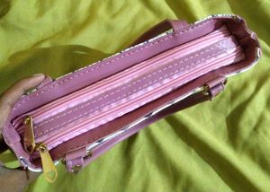 Pink And White Handbag