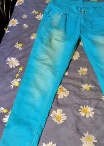 Teal Wash High-Waisted Jeans