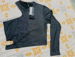 One Shoulder Black Top