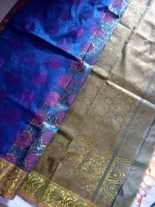 Kanjeevaram Semi Silk Saree Double colour shining