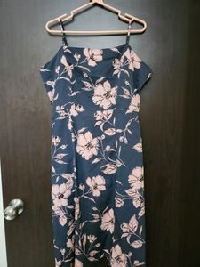 Grey &amp; Pink Floral A-Line Dress
