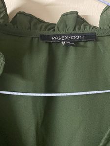 Olive Green Ruffle Blouse