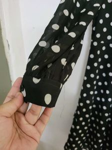 Black Midi Polka Dot Dress