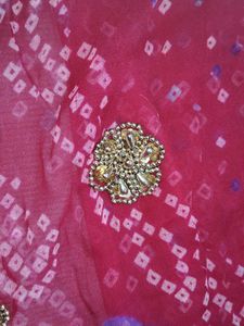 Pink Bandhej saree new