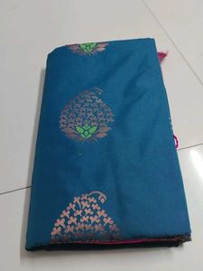 Elegant Mayil Blue Soft silk Saree