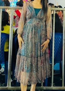 Mesh Midi Dress With Attached Inner