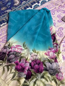 Beautiful Flower Border Chiffon Saree